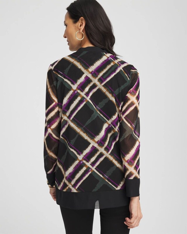 Plaid Mesh Cardigan - image 3